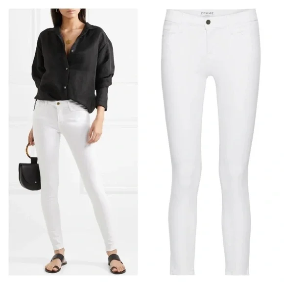 FRAME Le Skinny White Blanc Jeans zz - Picture 3 of 16